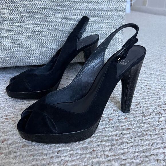 Stuart Weitzman Suede Leather Slingback Sandals - Picture 1 of 11